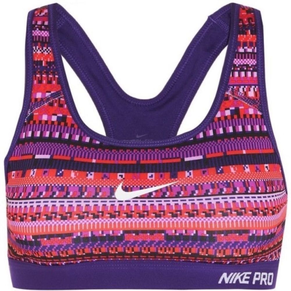 Ladies Nike Pro Purple Multicolor Print Sports Bra Size Medium
